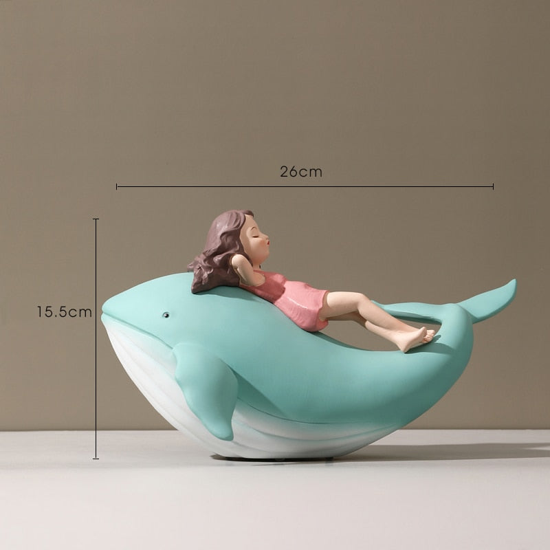Nordic Style Whale Girl Statue
