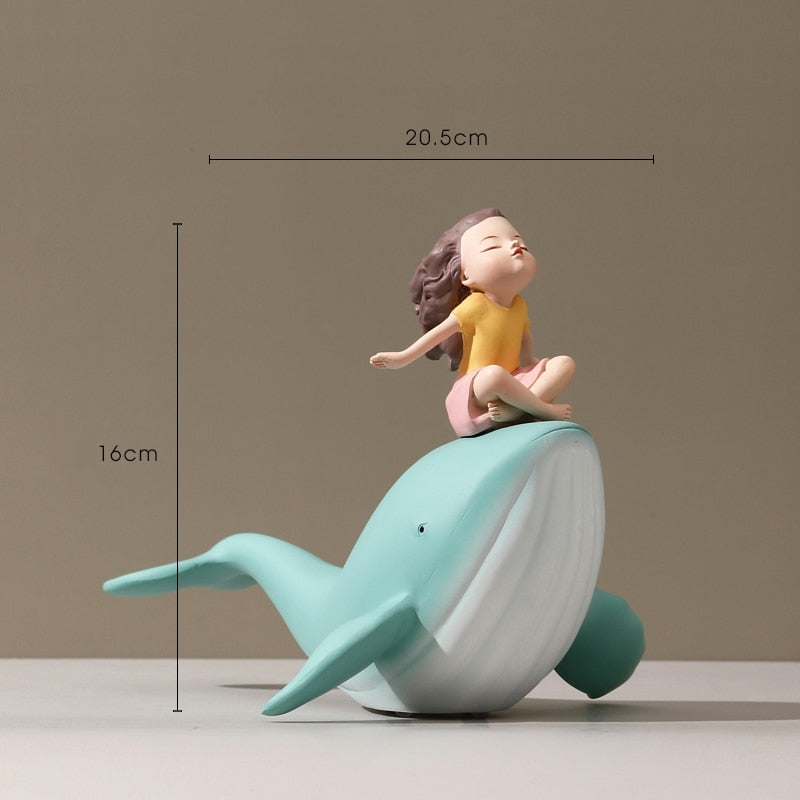 Nordic Style Whale Girl Statue