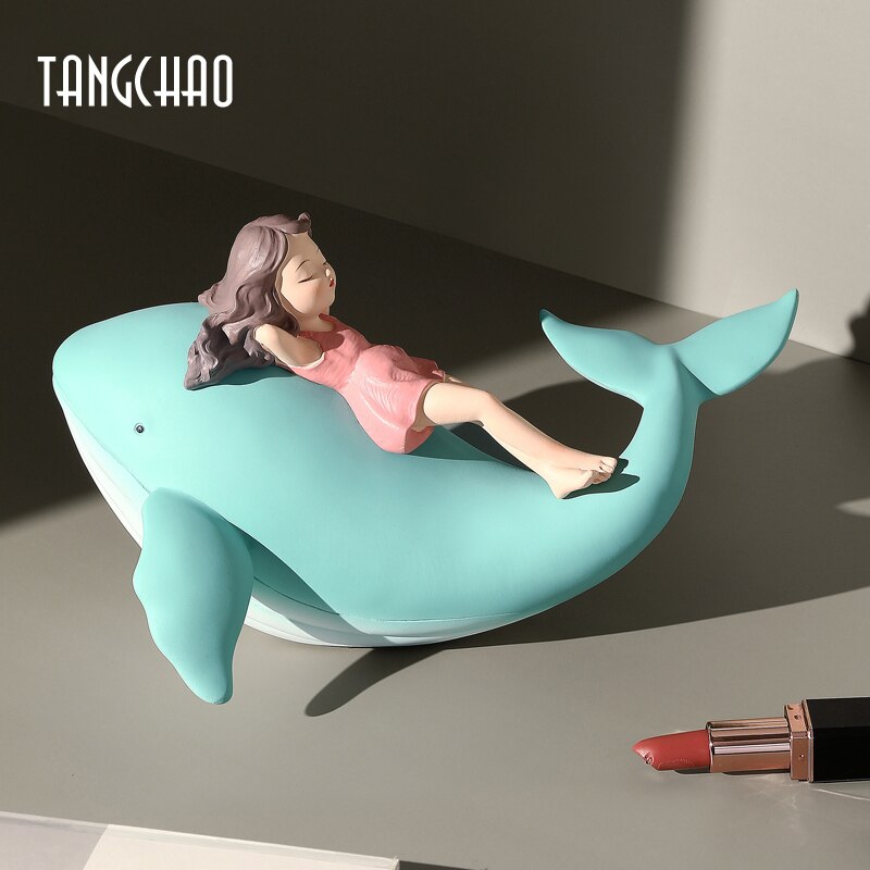 Nordic Style Whale Girl Statue