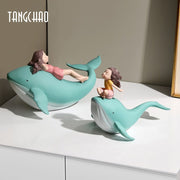Nordic Style Whale Girl Statue