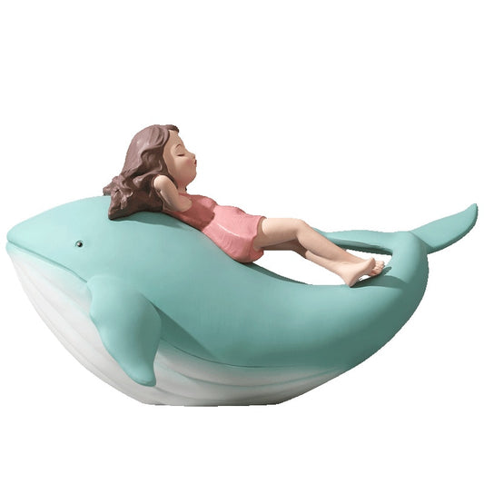 Nordic Style Whale Girl Statue