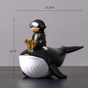 Nordic Style Whale Girl Statue